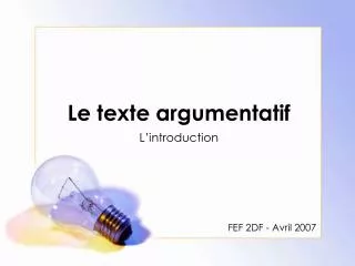 le texte argumentatif