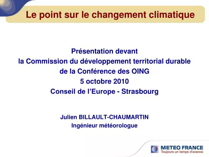 PPT - Le Point Sur Le Changement Climatique PowerPoint Presentation ...