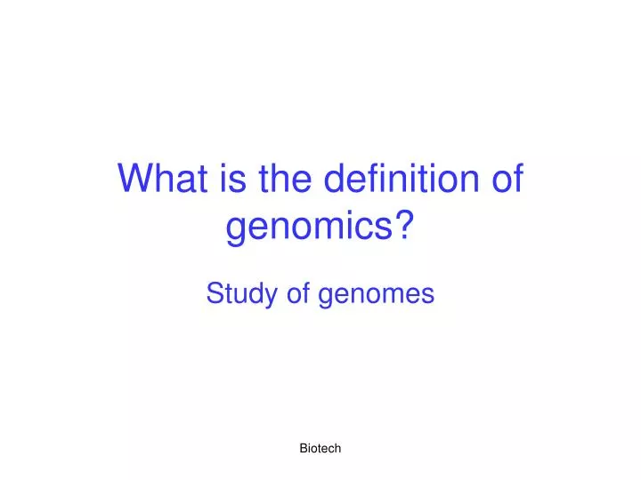 what is the definition of genomics