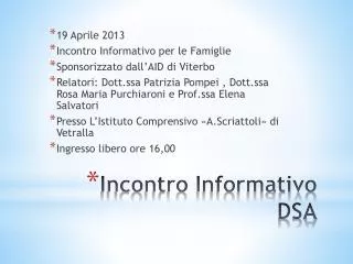 incontro informativo dsa