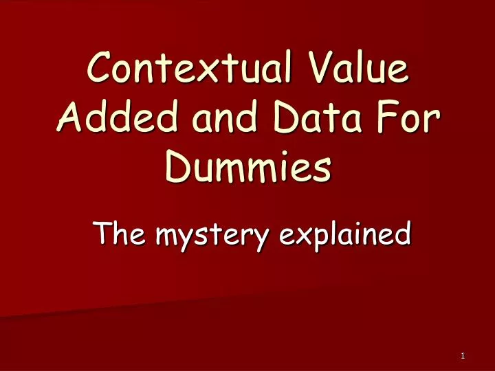contextual value added and data for dummies