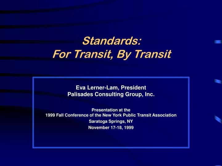 standards for transit by transit