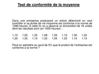 test de conformit de la moyenne