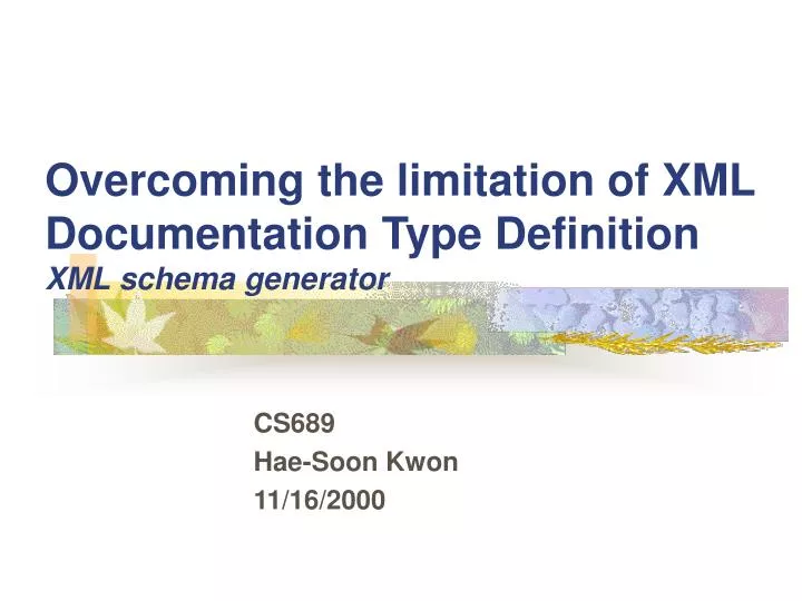 overcoming the limitation of xml documentation type definition xml schema generator