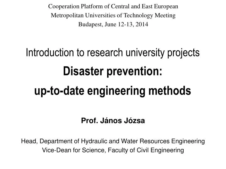 introduction to research university projects disaster prevention up to date engineering methods