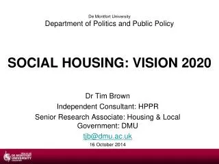 SOCIAL HOUSING: VISION 2020