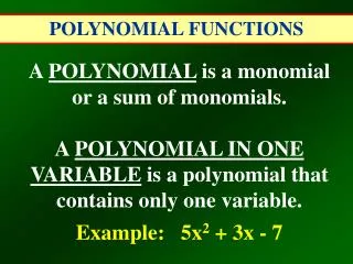 POLYNOMIAL FUNCTIONS