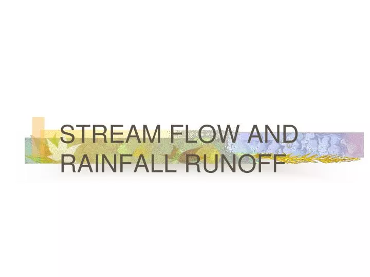 stream flow and rainfall runoff
