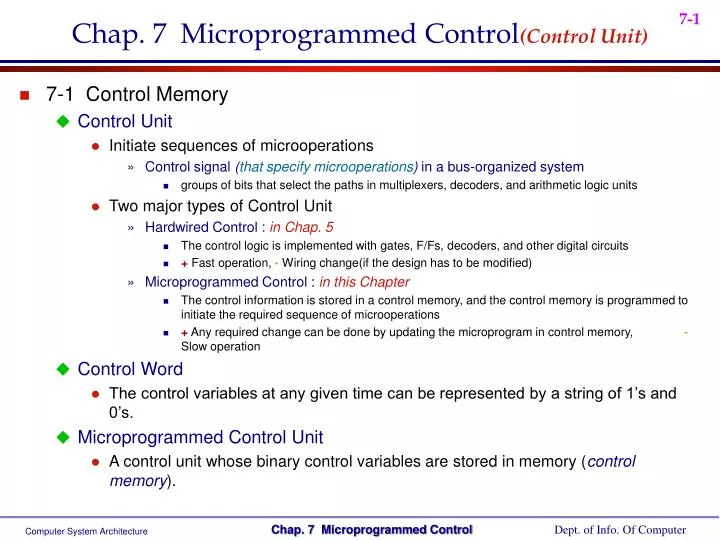 chap 7 microprogrammed control control unit