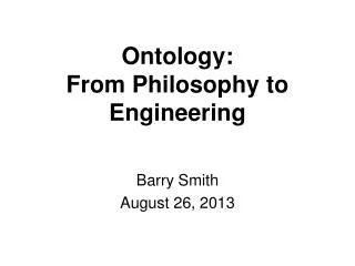 Ontology: From Philosophy to Engineering