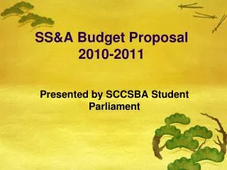 SS&amp;A Budget Proposal 2010-2011