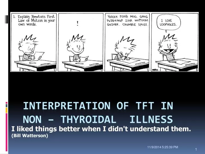 interpretation of tft in non thyroidal illness