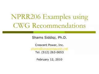 NPRR206 Examples using CWG Recommendations