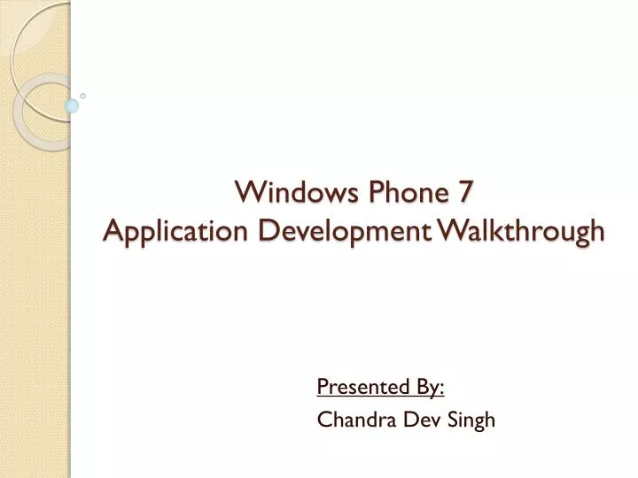 windows phone 7 application development walkthrough