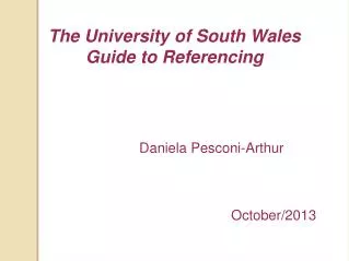 The University of South Wales Guide to Referencing
