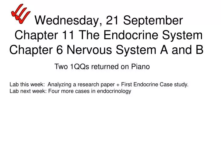 wednesday 21 september chapter 11 the endocrine system chapter 6 nervous system a and b
