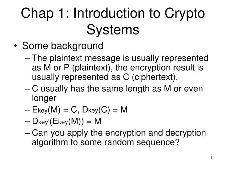 chap 1 introduction to crypto systems