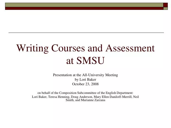 writing courses and assessment at smsu