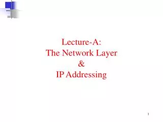 Lecture-A: The Network Layer &amp; IP Addressing