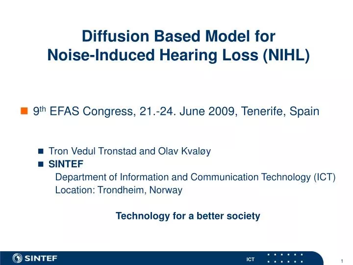 diffusion based model for noise induced hearing loss nihl