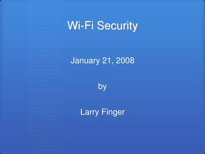 wi fi security
