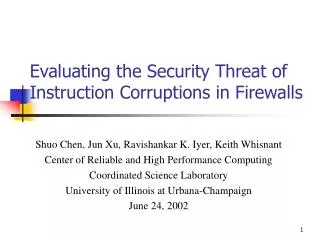 Evaluating the Security Threat of Instruction Corruptions in Firewalls