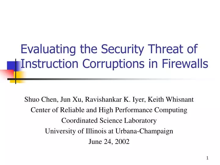 evaluating the security threat of instruction corruptions in firewalls