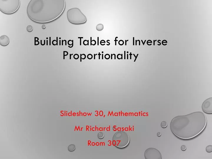 building tables for inverse proportionality