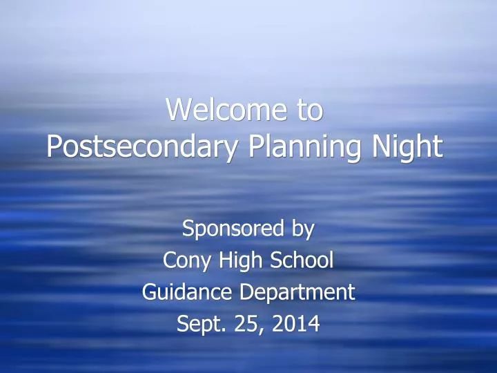 welcome to postsecondary planning night