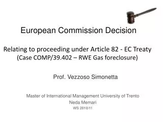 Master of International Management University of Trento Neda Memari WS 2010/11