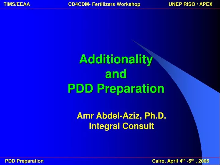 additionality and pdd preparation