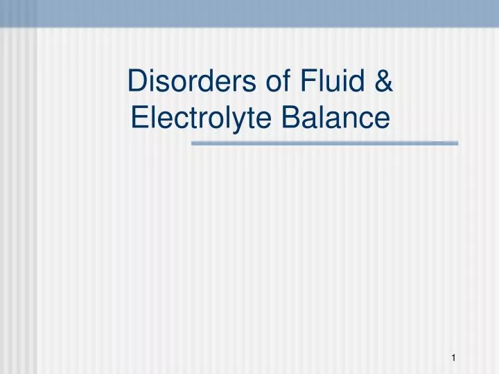 disorders of fluid electrolyte balance