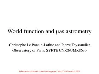 World function and ?as astrometry