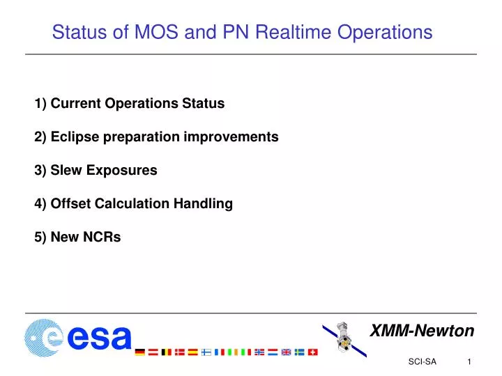 status of mos and pn realtime operations