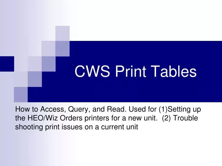 cws print tables