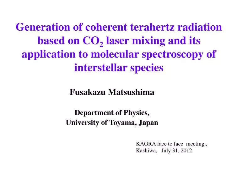 fusakazu matsushima department of physics university of toyama japan