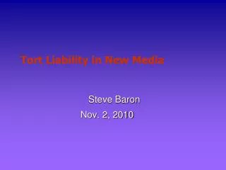 Tort Liability in New Media