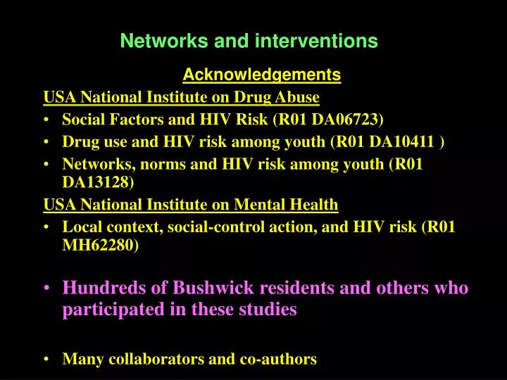 networks and interventions