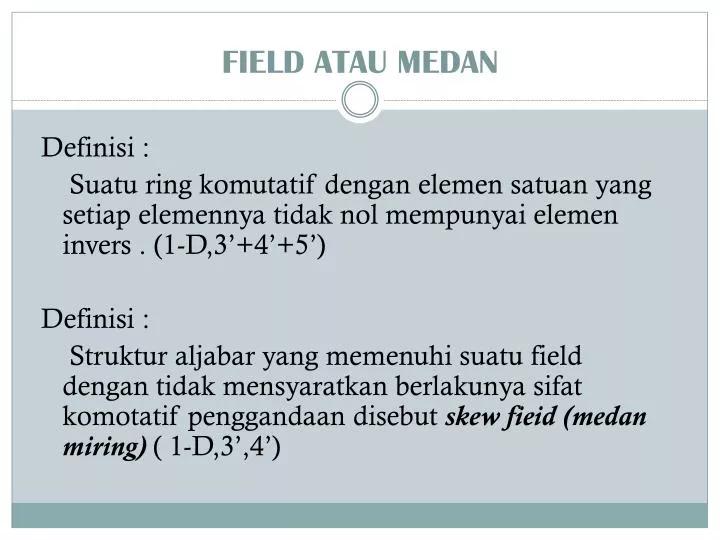 field atau medan