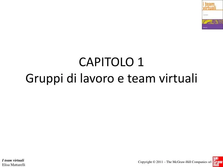 capitolo 1 gruppi di lavoro e team virtuali