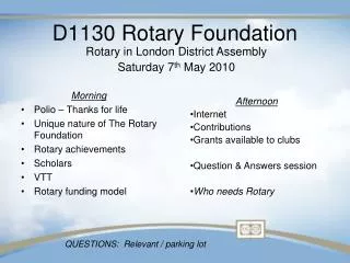 D1130 Rotary Foundation