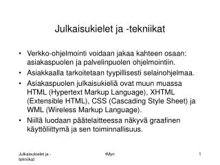 julkaisukielet ja tekniikat