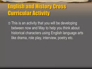 English and History Cross Curricular Activity