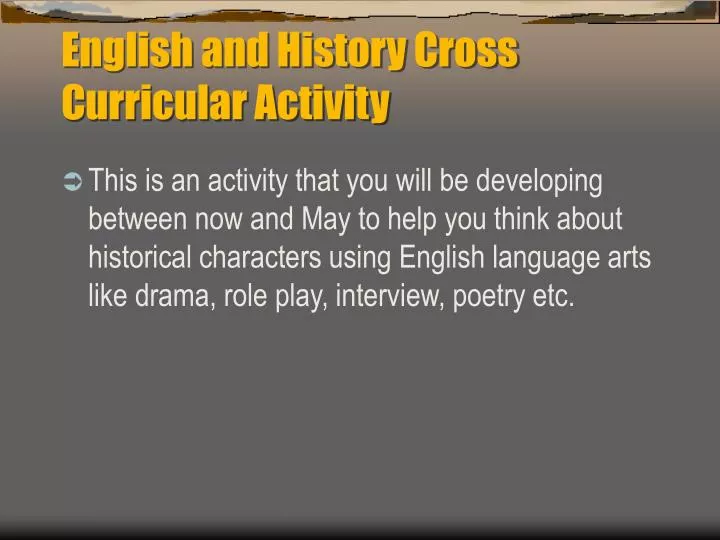 english and history cross curricular activity