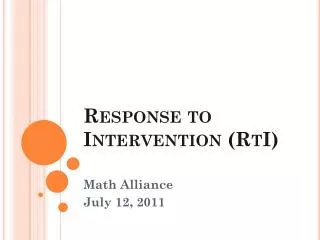 Response to Intervention ( RtI )