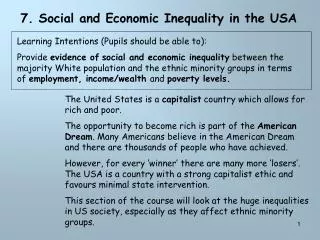 7. Social and Economic Inequality in the USA