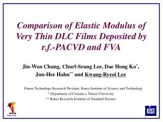 Comparison of Elastic Modulus of Very Thin DLC Films Deposited by r.f.-PACVD and FVA