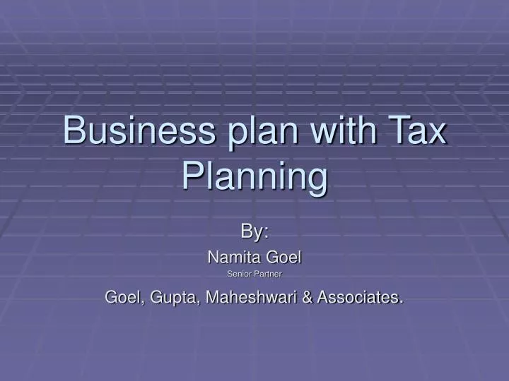business plan with tax planning