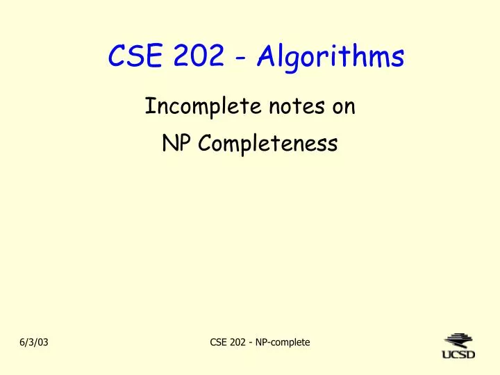 incomplete notes on np completeness