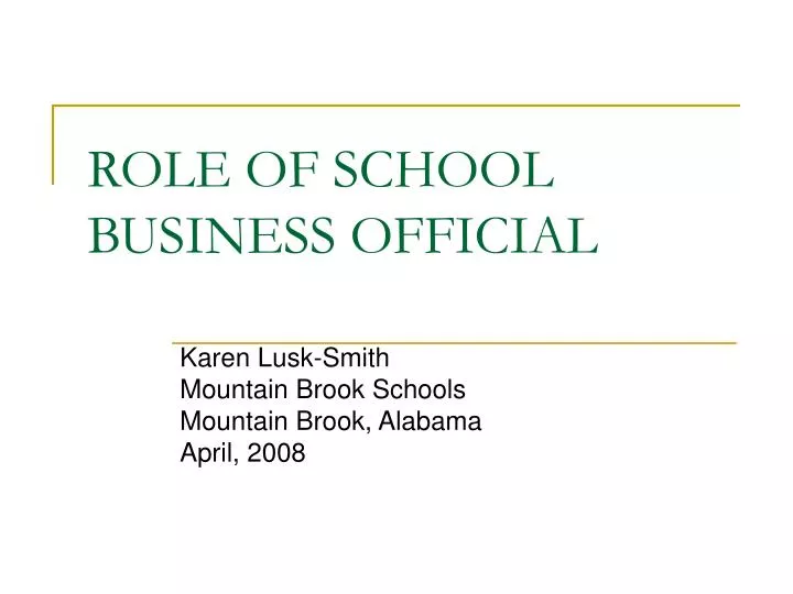 role of school business official